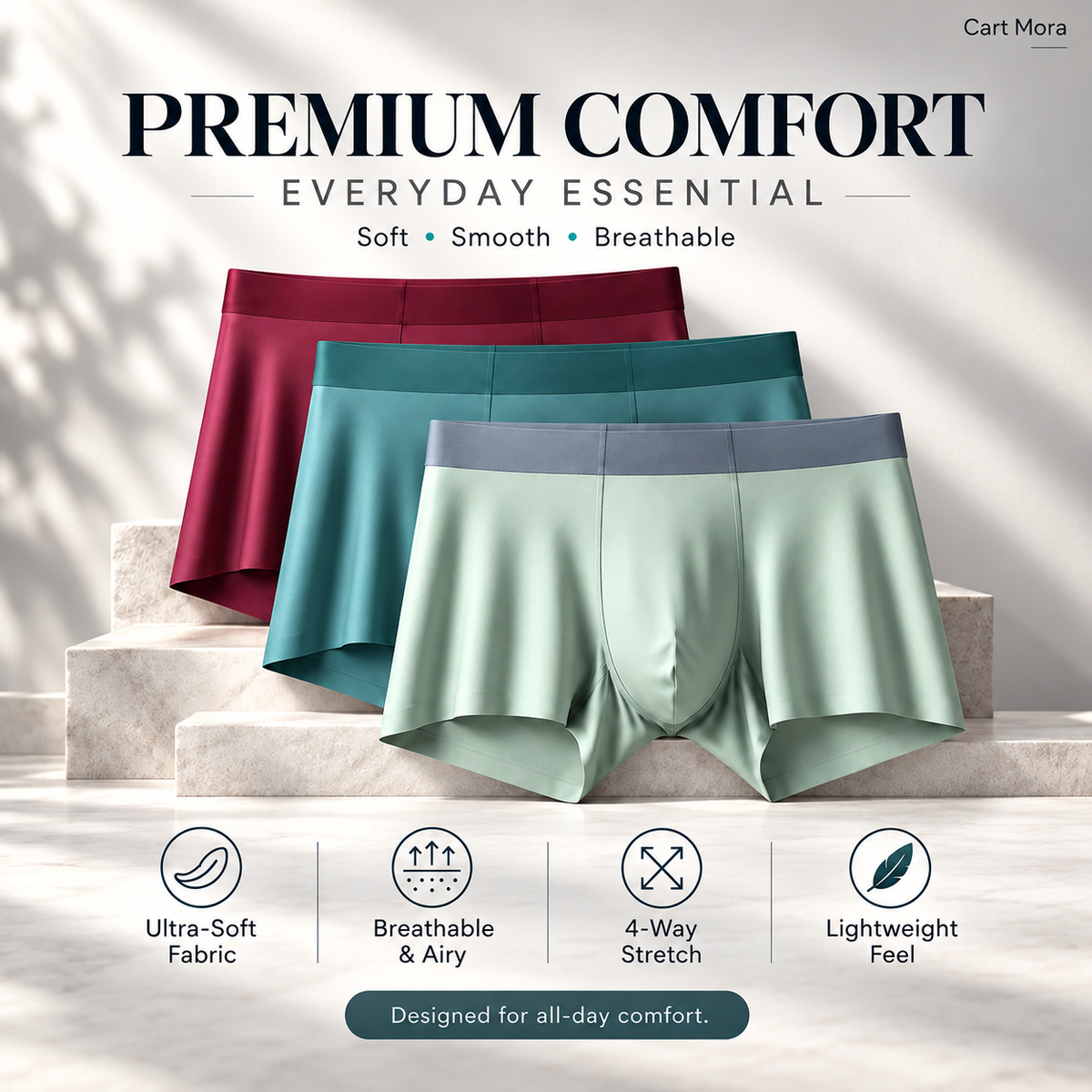 Men's Ultra Soft Ice Silk Lycra Material Comfortable Underwear | Light-Weight | Breathable | Anti-Bacterial
